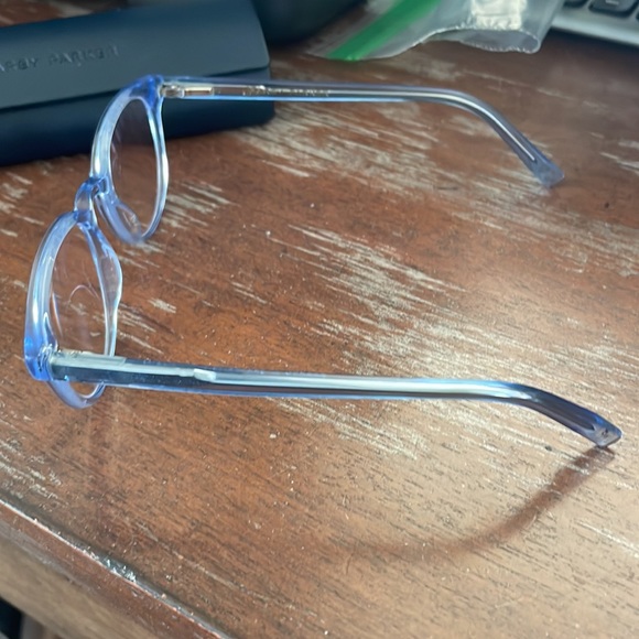 Warby Parker Percey Jr blue clear eyeglasses with logo black case - Picture 7 of 13
